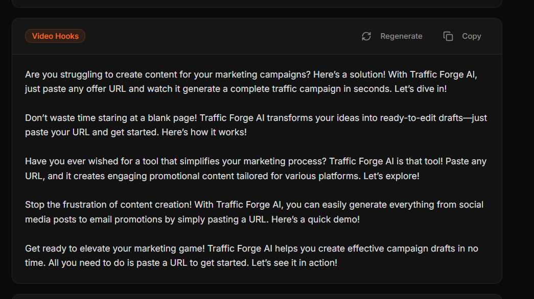 TrafficForge AI Video hook output example